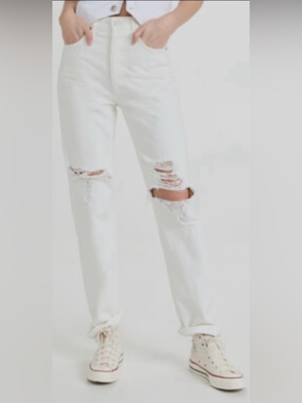Citizens of Humanity Eva High Waist Distressed Straight Leg Jeans 24 (Fits Big)